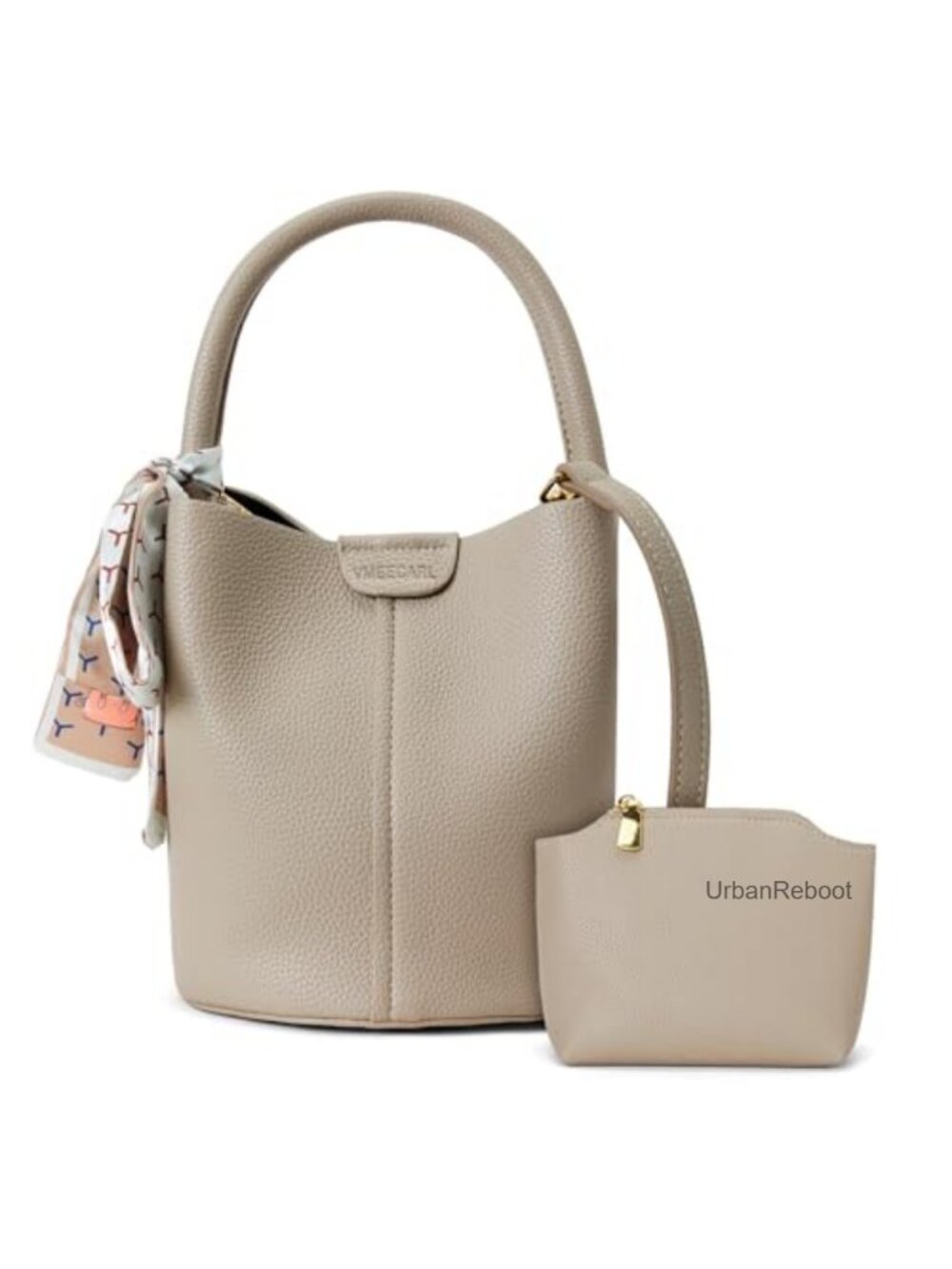 Mini Bucket Bag Vegan Leather Crossbody with Removable Strap